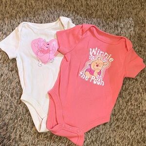 Disney Winnie the Pooh Pink and Cream Bodysuit Duo